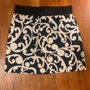 Loft black/cream print mini skirt